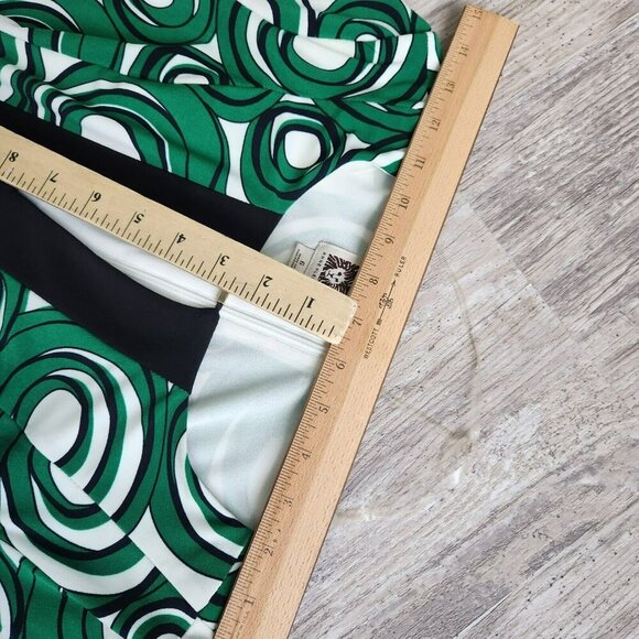 Anne Klein Green Black Circle Abstract Print Midi Keyhole Dress 3/4 Sleeve Sz 6 - Picture 11 of 14